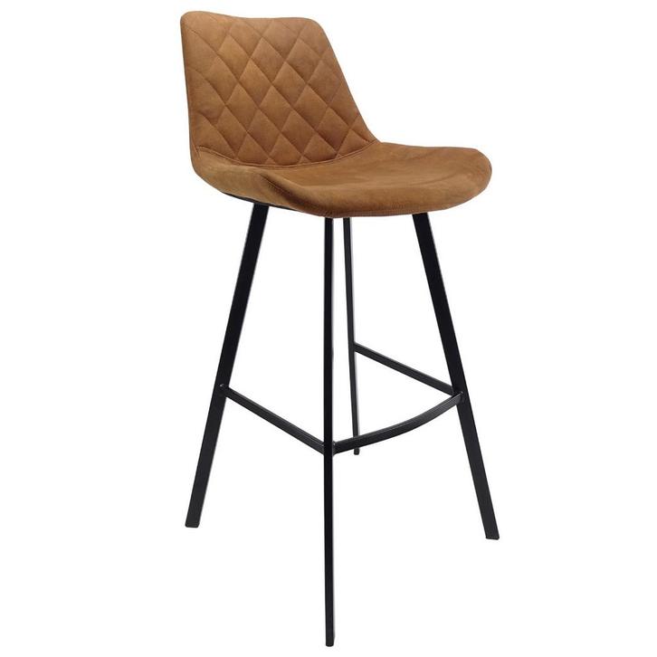 Barkruk | Microvezel/Metaal | Cognac | Zwarte Poten |, Zakelijke goederen, Horeca | Keukenapparatuur, Nieuw in verpakking, Verzenden