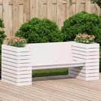 vidaXL Banc avec jardinières blanc 167,5x60x65 cm bois, Verzenden