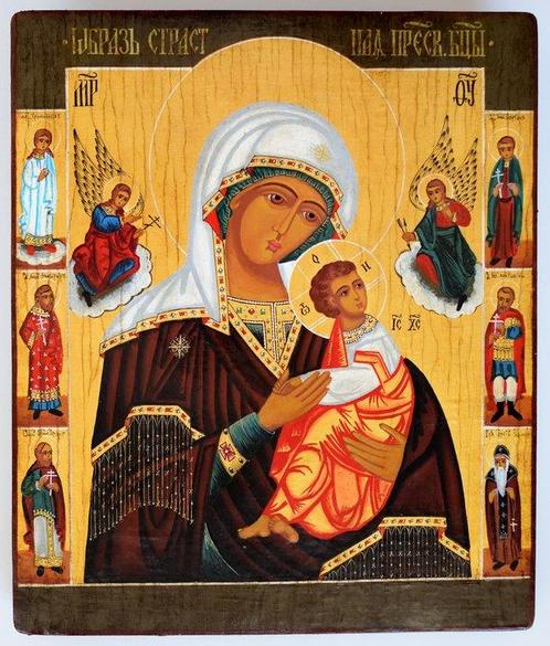 Icoon - RUSSISCH ORTHODOX ICON ONZE DAME VAN PERPETUAL, Antiek en Kunst, Antiek | Boeken en Manuscripten
