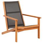 vidaXL Loungestoel massief eucalyptushout en textileen zwart, Tuin en Terras, Tuinstoelen, Verzenden, Nieuw