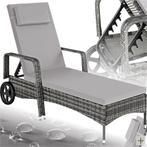 Ligbed - Ligstoel - Zonnebed - Verstelbaar - Grijs - Tectake, Tuin en Terras, Verzenden, Nieuw