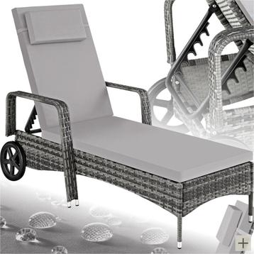 Ligbed - Ligstoel - Zonnebed - Opvouwbaar - Grijs - Tectake® beschikbaar voor biedingen