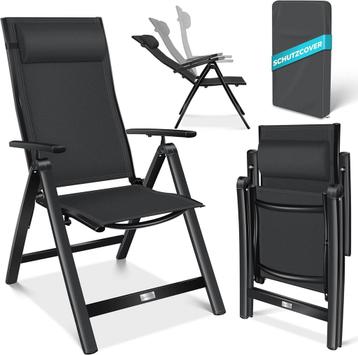 Tuinstoel - Ligstoel - Verstelbaar - Opvouwbaar - Zwart - KE beschikbaar voor biedingen