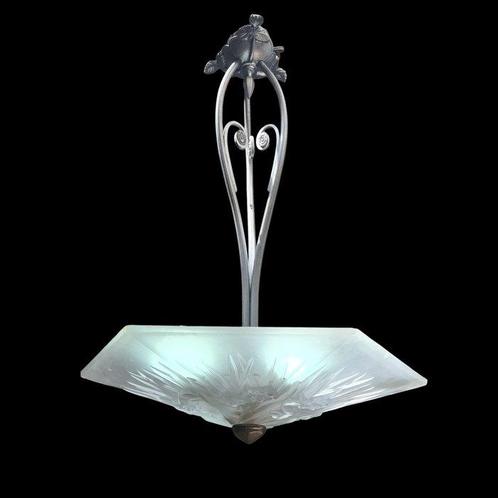 Daum / Lorrain - Pierre d’Avesn - Lampe à suspendre - Bronze, Antiek en Kunst, Antiek | Meubels | Stoelen en Sofa's