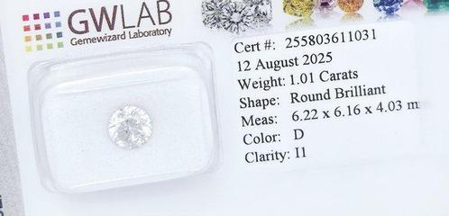 1 pcs Diamant (Natuurlijk) - 1.01 ct - Rond - D (kleurloos), Handtassen en Accessoires, Edelstenen