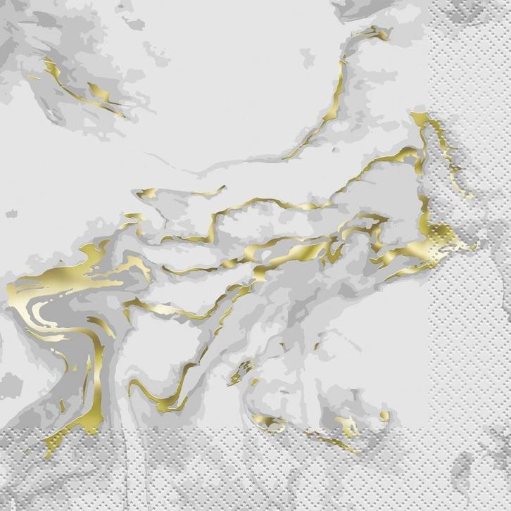 Servetten Marmer Goud 33cm 20st, Hobby & Loisirs créatifs, Articles de fête, Envoi