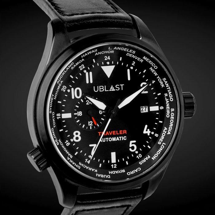 Ublast - Traveler Automatic World Time - REF.UBTR47BK -, Handtassen en Accessoires, Horloges | Heren