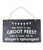 Leisteen Bordje Het Leven Is Een Feest 25cm, Verzenden, Nieuw