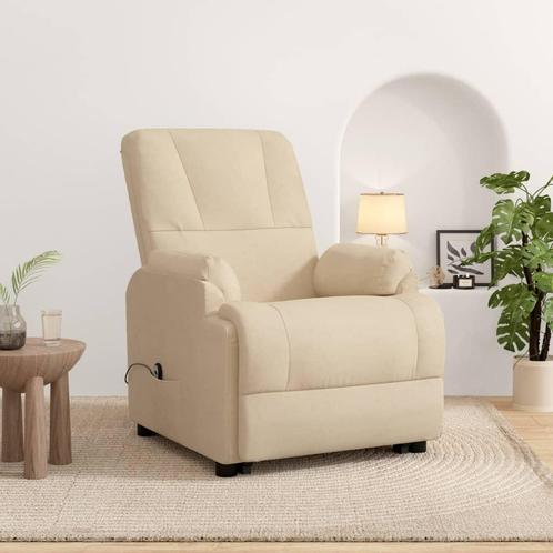 vidaXL Sta-op-stoel verstelbaar kunstsuèdeleer crèmekleurig, Huis en Inrichting, Fauteuils, Nieuw, Verzenden