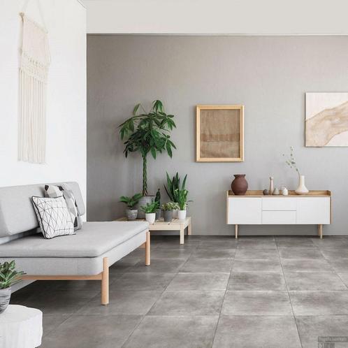 ACTIE! Vloertegel 60x60 cm in grijze betonlook, Doe-het-zelf en Bouw, Tegels, 60 cm of meer, 60 cm of meer, Nieuw, Keramiek, Vloertegels