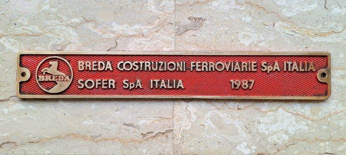Breda Costruzioni Ferroviarie Spa - Spoorweglabel - Plaque -, Antiquités & Art, Antiquités | Assiettes décoratives & Carrelages