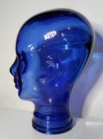 Figure - Tête de mannequin de couleur cobalt en verre.