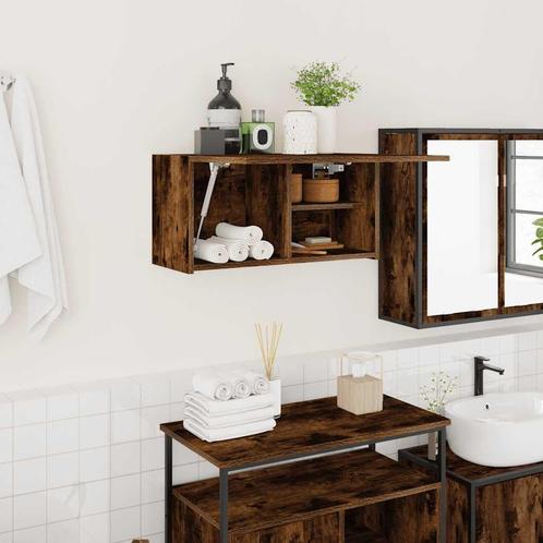 vidaXL Badkamerwandkast 60x25x30 cm bewerkt hout gerookt, Huis en Inrichting, Tafels | Kaptafels, Nieuw, Verzenden