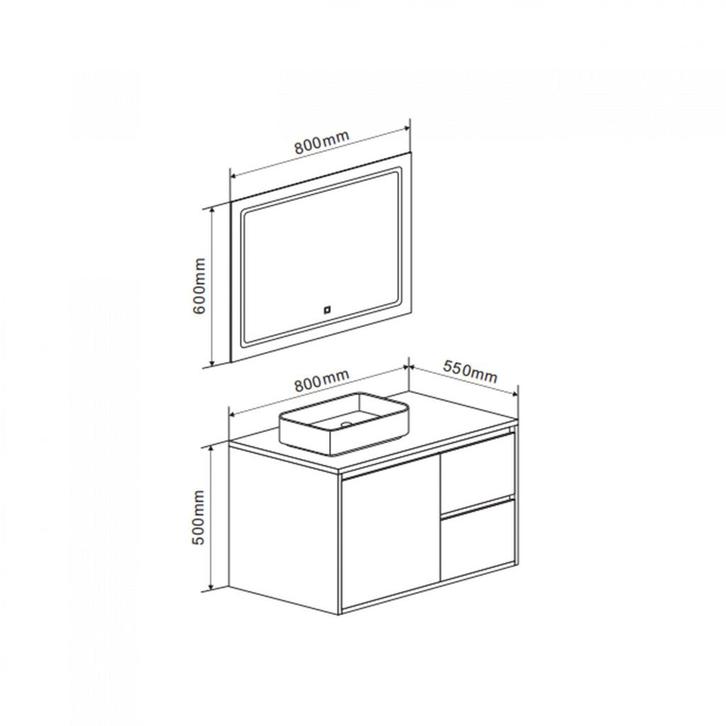 Florence Badmeubelset Birmingham 80cm Steen, Huis en Inrichting, Badkamer | Badkamermeubels, Ophalen of Verzenden
