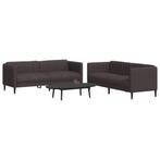vidaXL 2-delige Loungeset stof donkerbruin, Verzenden, Nieuw