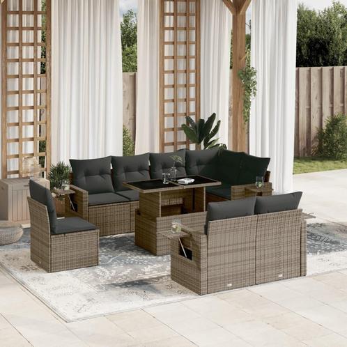 vidaXL Salon de jardin 9 pcs avec coussins gris résine, Jardin & Terrasse, Ensembles de jardin, Salons de jardin, Neuf, Envoi