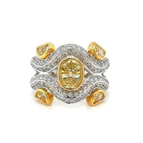 Bague - 18 carats Or blanc, Or jaune -  1.48ct. tw. Jaune, Handtassen en Accessoires, Ringen