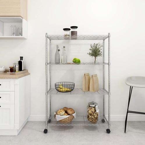 vidaXL Opbergrek 4-laags met wielen 200 kg 90x35x142 cm, Huis en Inrichting, Kasten | Stellingkasten, Nieuw, Verzenden