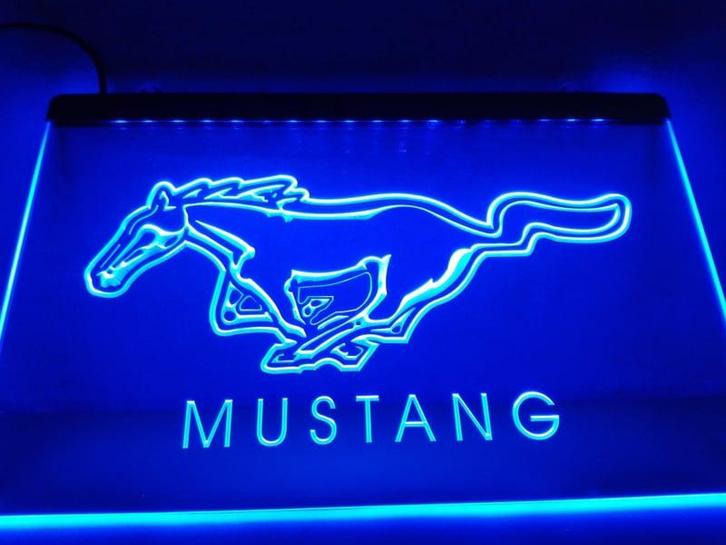 Mustang neon bord lamp LED cafe verlichting reclame lichtbak, Huis en Inrichting, Lampen | Overige, Nieuw, Verzenden