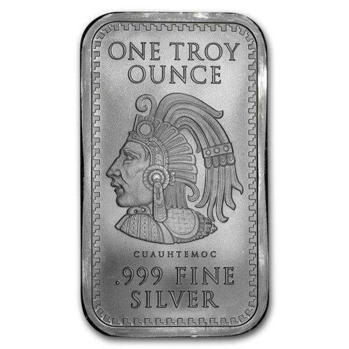 1 Troy Ounce - Zilver .999 - 1 oz Aztec Calendar 999 Fine, Postzegels en Munten, Edelmetalen en Baren