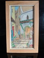 Franse school (XX) - Scène de souk animé en Médina, signé, Antiek en Kunst