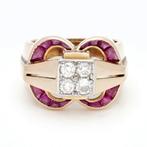 Ring - 18 karaat Geel goud - Diamant - Robijn, Nieuw