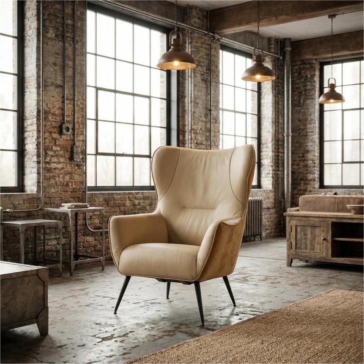 Leren fauteuil Flair Duo - Kenia Walnut en Toledo Kalahari, Maison & Meubles, Fauteuils, Enlèvement ou Envoi