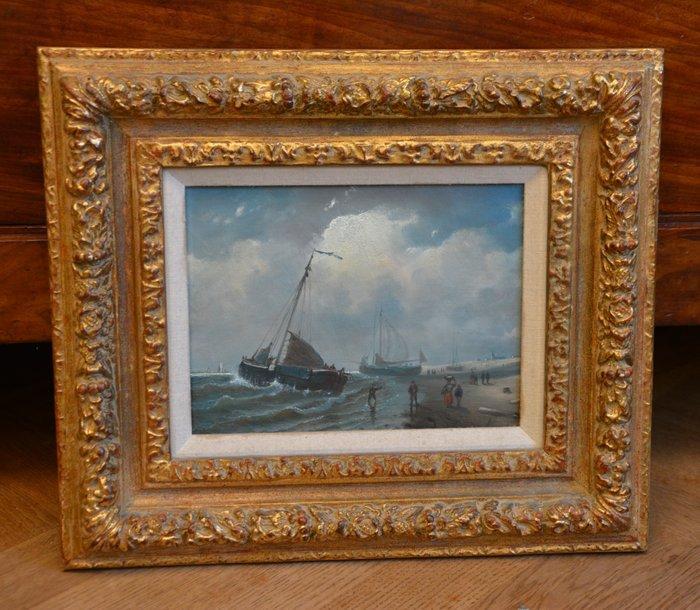 P. P. Schiedges (1813-1876) - Strandgezicht, Antiek en Kunst, Kunst | Schilderijen | Klassiek