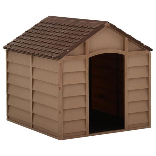 vidaXL Hondenhok 71x71,5x68 cm PP bruin, Dieren en Toebehoren, Hondenhokken, Nieuw, Verzenden