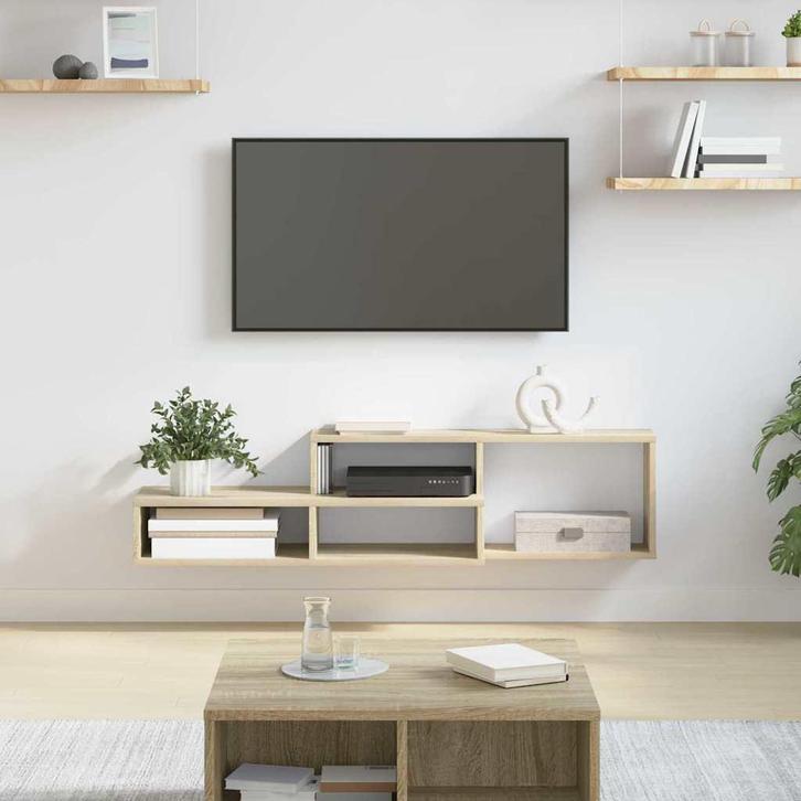 vidaXL Wand TV Stand 120 x 25 x 28,5 cm Bewerkt hout, Huis en Inrichting, Kasten |Televisiemeubels, Nieuw, Verzenden