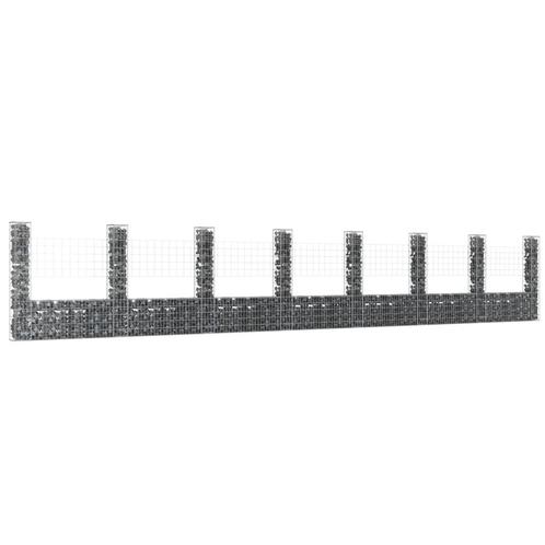 vidaXL Schanskorf U-vormig met 8 palen 860x20x150 cm ijzer, Tuin en Terras, Tuinhekken en Hekwerk, Nieuw, Verzenden
