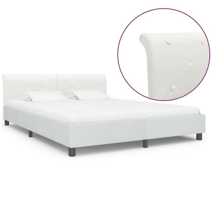 vidaXL Bedframe kunstleer wit 160x200 cm, Huis en Inrichting, Slaapkamer | Bedden, Nieuw, Verzenden