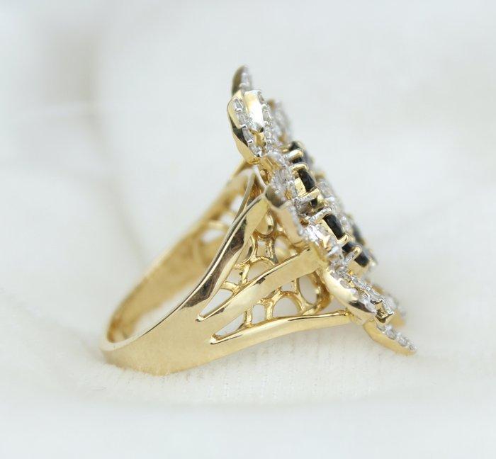 Statement ring - 14 karaat Geel goud - 2.41ct. tw. Saffier -, Bijoux, Sacs & Beauté, Bijoux anciens