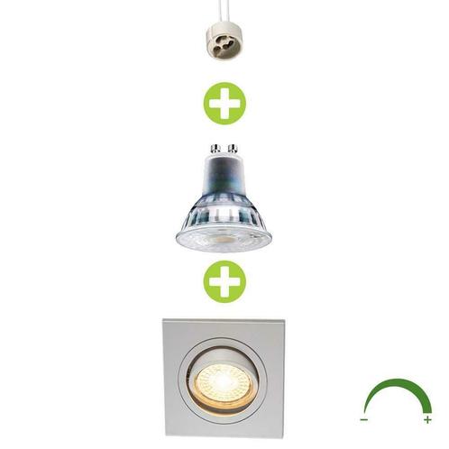 Dimbare LED Inbouwspot 5,5W vierkant 75mm wit Netstroom, Maison & Meubles, Lampes | Spots, Envoi