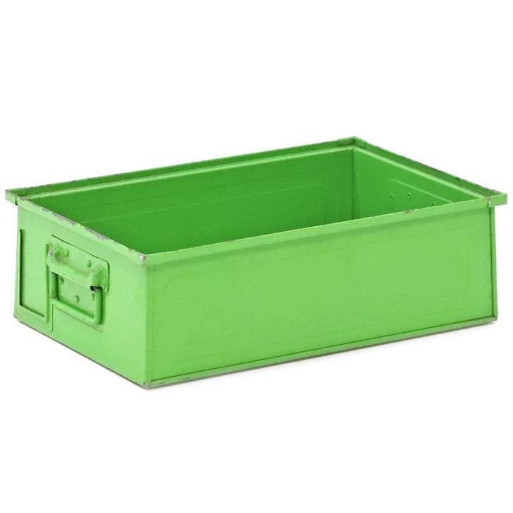 Gebruikte Magazijnbak staal stapelbaar met etikethouder +, Zakelijke goederen, Kantoor en Winkelinrichting | Magazijn, Stelling en Opslag