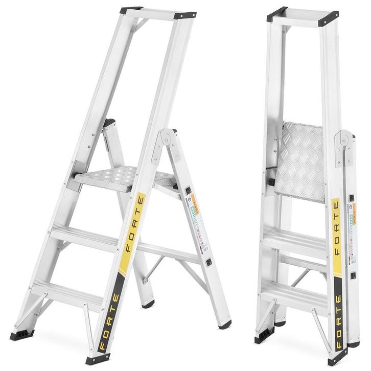 Ladder - huishoudtrap - 3 treden - aluminium - 47,5x75x12..., Doe-het-zelf en Bouw, Ladders en Trappen, Nieuw, Ophalen of Verzenden
