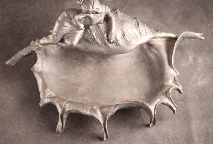 Grote Art Nouveau vide-poche - Schaal - Tin, Antiek en Kunst, Kunst | Designobjecten