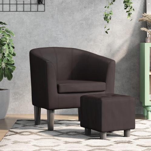 vidaXL Kuipstoel met voetenbankje kunstleer bruin, Huis en Inrichting, Fauteuils, Nieuw, Verzenden