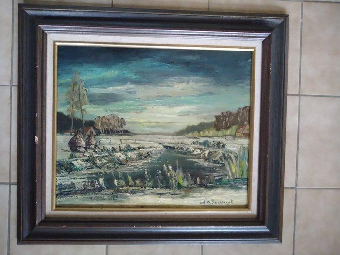 José Bossuyt (1916) - Sneeuw in Vlaanderen, Antiquités & Art, Art | Peinture | Classique