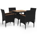 vidaXL 5-delige Tuinset poly rattan en acaciahout zwart, Verzenden, Tuinset