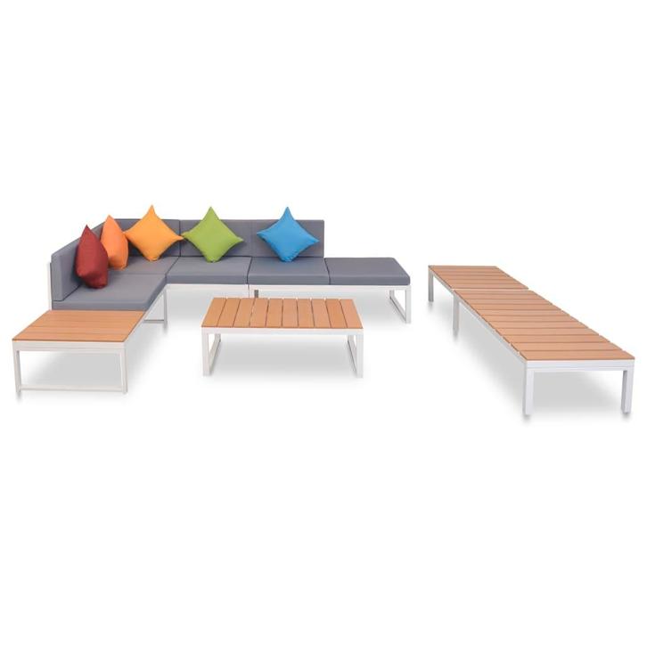 vidaXL 5-delige Loungeset met kussens aluminium en HKC, Tuin en Terras, Tuinsets en Loungesets, Loungeset, Nieuw, Verzenden