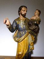 Beeld - Sint-Jozef met Kind -30 cm - Antiek - Klei -