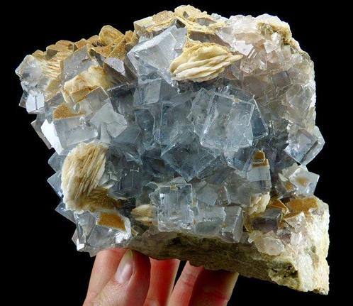 Fluorine (précieuse et de couleur bleutée) avec Barite et, Verzamelen, Mineralen en Fossielen