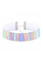Choker Zilver Iridescent Holografische Ketting Halsband Coll, Handtassen en Accessoires, Kettingen, Ophalen of Verzenden, Nieuw