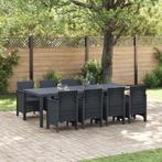 vidaXL 9-delige Tuin Eetset in Anthraciet Poly Rattan, Tuin en Terras, Tuintafels, Verzenden, Nieuw