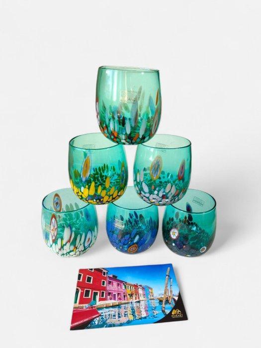 MurArt - MurArt - Drinkset (6) - Vetro di Murano - Murrine, Antiquités & Art, Antiquités | Verre & Cristal