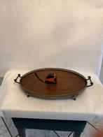 Plateau de service - Bronze ancien, plateau en bois avec de