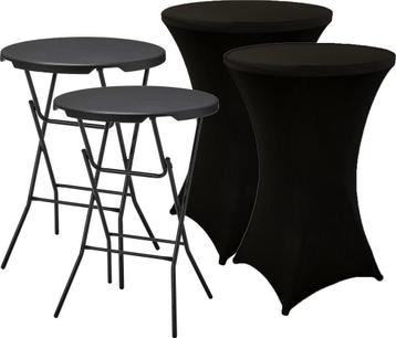 2x Zwarte Statafel + 2x Zwarte Statafelrok – Diameter 80 CM