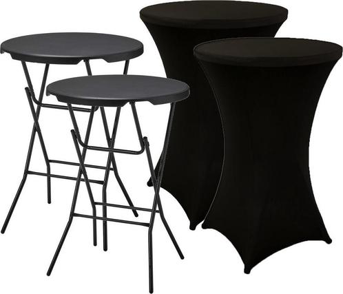 2x Zwarte Statafel + 2x Zwarte Statafelrok – Diameter 80 CM, Tuin en Terras, Hand-tuingereedschap, Nieuw