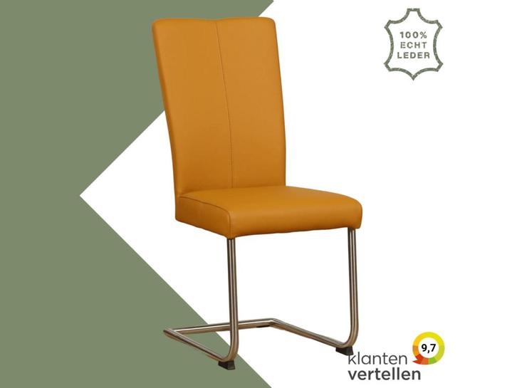 Leren eetkamerstoel Dry - Toledo Leem (geel/bruin) -, Huis en Inrichting, Stoelen, Overige kleuren, Eén, Nieuw, Leer, Ophalen of Verzenden